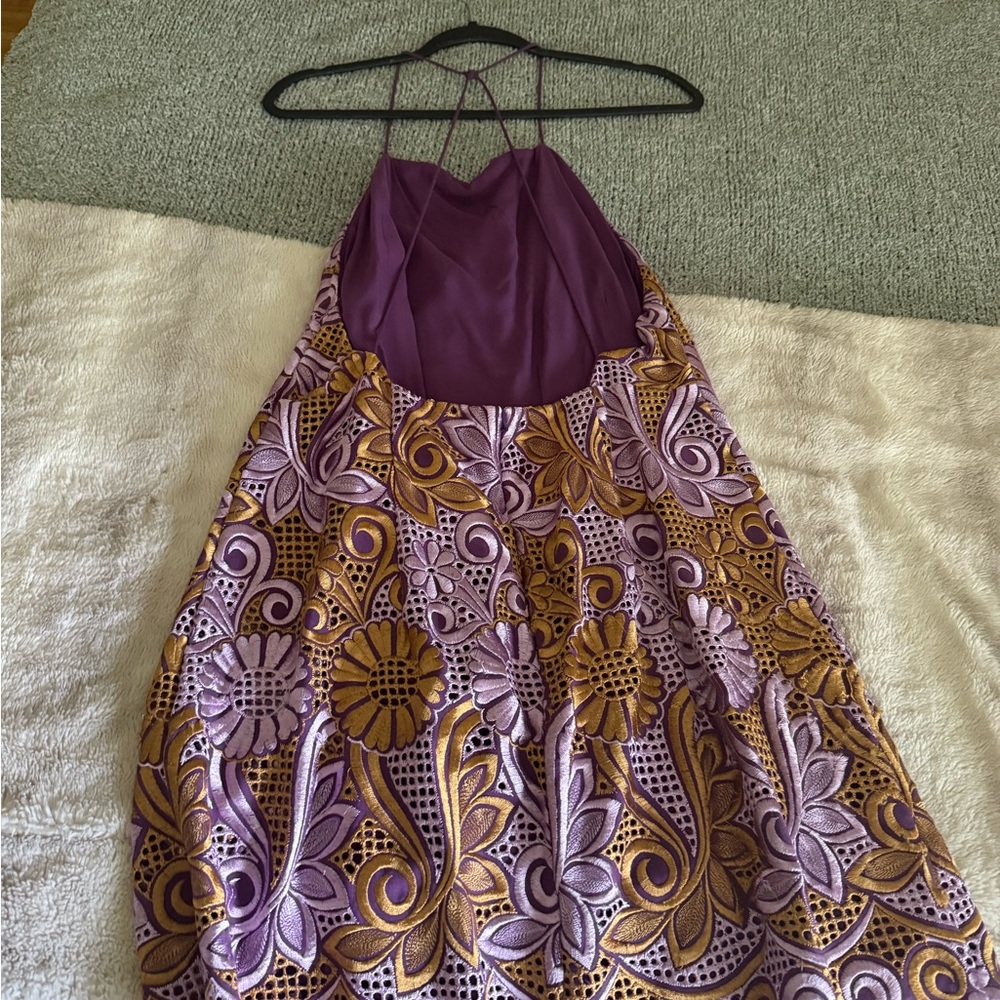 Purple and Brown Floral Halter Dress - Picture 2 of 3